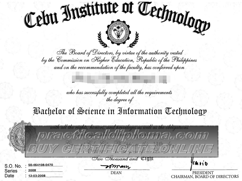  Copy Fake The best website to buy fake Cebu Institute of Technology Diploma Diploma