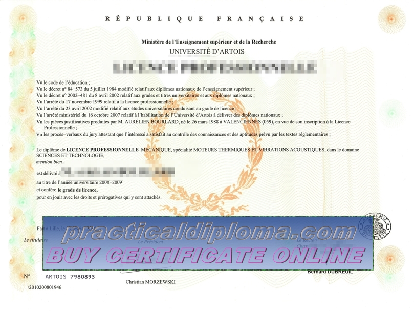  How to create fake Université dArtois Diploma