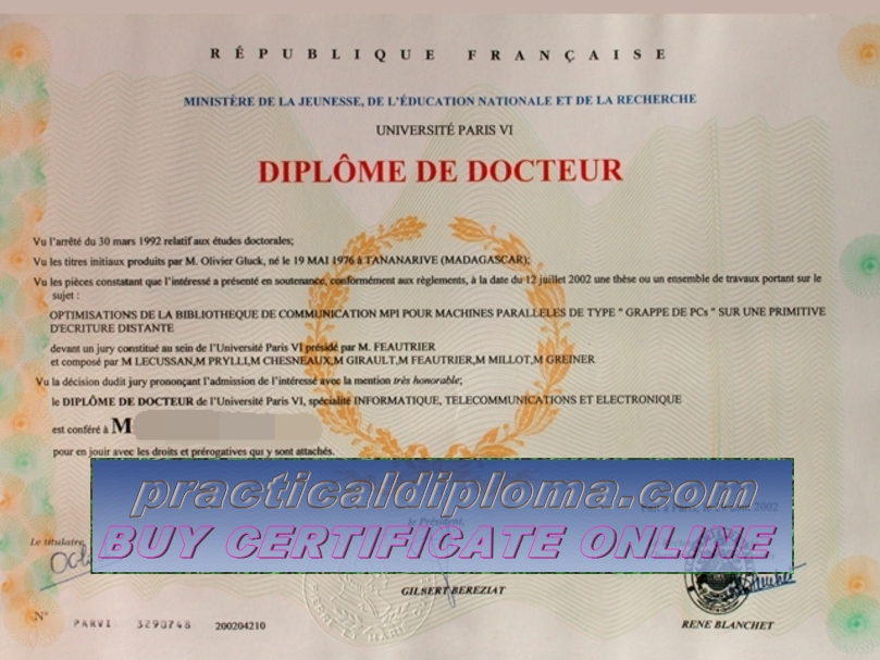 How to order fake Université Paris VI Diploma