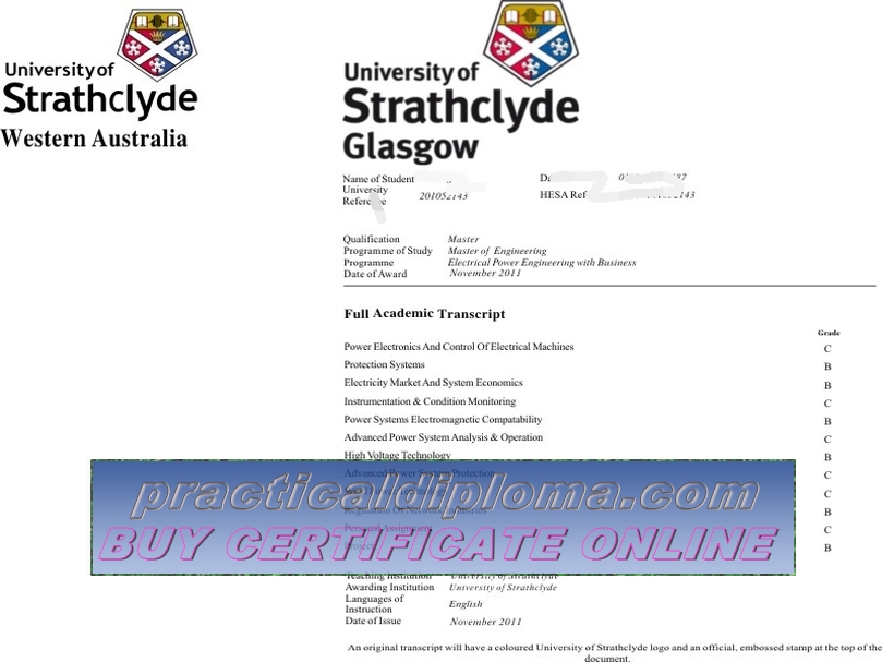  Purchase phony University of Strathclyde Diploma